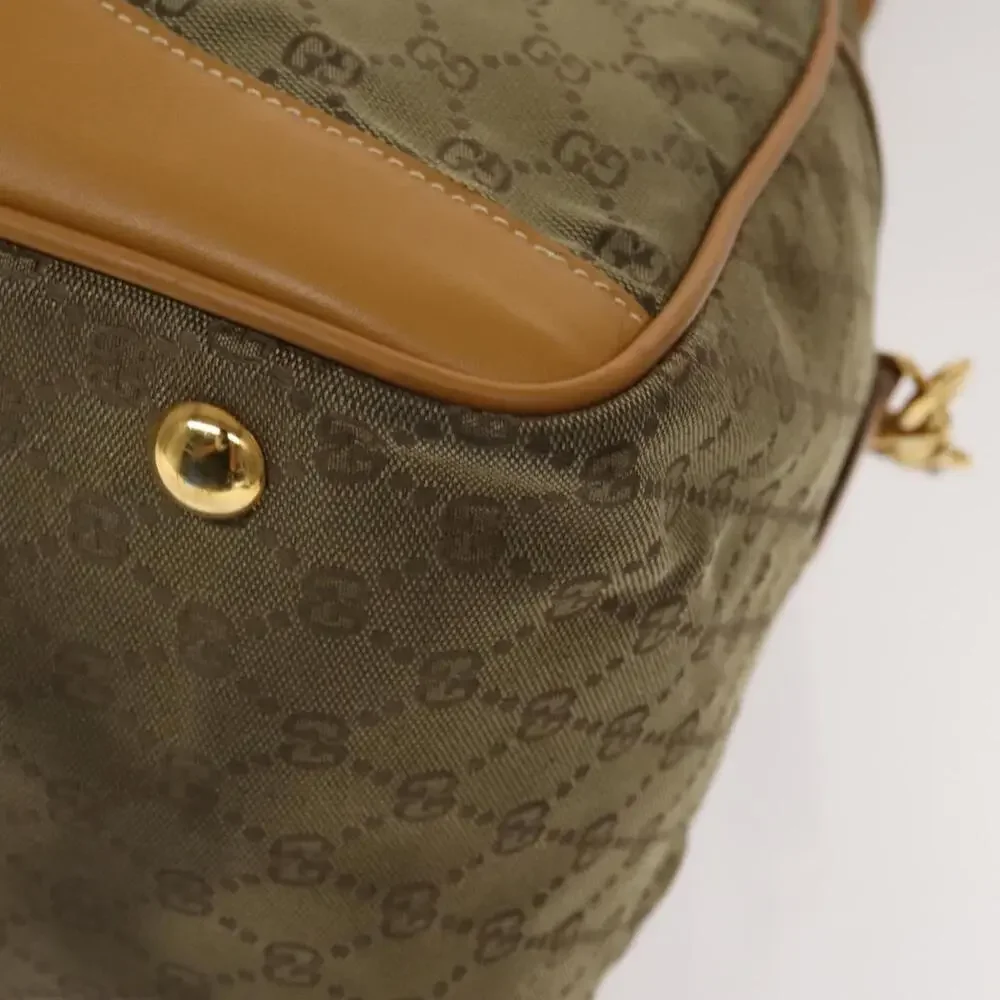 GUCCI GG Canvas Boston Bag Gold Beige